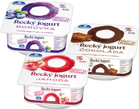 Jogurt odtučněný jahodový; Jogurt odtučněný borůvkový; Jogurt odtučněný čokoládový