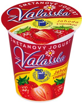 Smetanový jogurt jahodový s vanilkovou příchutí