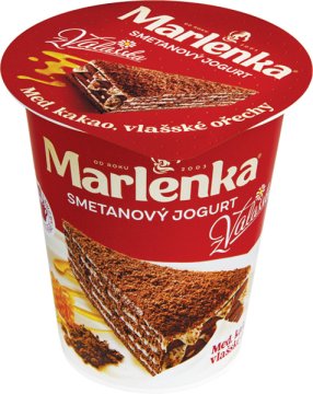 Smetanový jogurt z Valašska s příchutí Marlenka med, kakao, vlašské ořechy 8%, 150 gr.