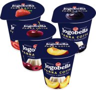 Fotografie produktu Jogobella Panna Cotta 150g mix borůvka, broskev, jahoda, višeň