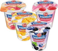 Fotografie produktu Jogobella Mascarpone 150g MIX černý rybíz, malina, mango, jahodovanilkový