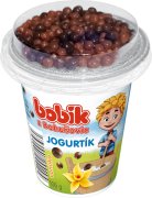 Fotografie produktu Bobík Jogurtík vanilkový s cereálními kuličkami v čokoládě 106g