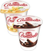 Fotografie produktu Cremabella zakysaný dezert 140g  s čokoládovou složkou, s vanilkovou složkou