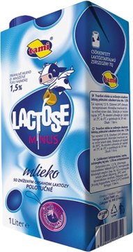 Trvanlivé mléko delaktozované , polotučné