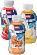 Fotografie produktu Müllermilch mléčný nápoj 1,4% 400g MIX I. jahoda, banán, Cookies
