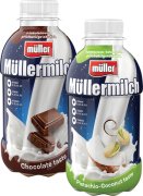 Fotografie produktu Müllermilch mléčný nápoj MIX II. s příchutí čokoláda 377ml, pistácie-kokos 380ml