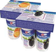 Fotografie produktu Jogobella L casei standard 1% jogurt.nápoj MIX ostružina-černý rybíz, pomeranč 4x100g