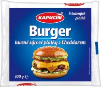 Fotografie produktu Kapucín tavené sýrové plátky s cheddarem 100g Burger