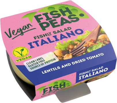Veganský salát s hrachovou bílkovinou na italský způsob 175g FishPeas, Sterilovaný výrobek