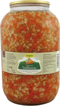 Pasterovaná zeleninová směs v kořeněném sladkokyselém nálevu k přípravě omáček s přídavkem soli