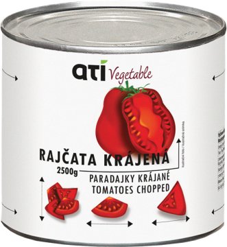 Rajčata krájená v rajčatové šťávě. Sterilovaná.