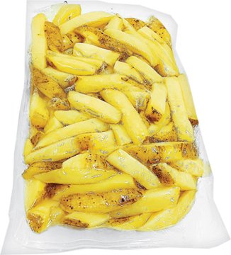 Brambory vařené krájené na hranolky, se slupkou, vakuované