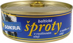 Fotografie produktu Baltické šproty v rostlinném oleji 240g SOKRA